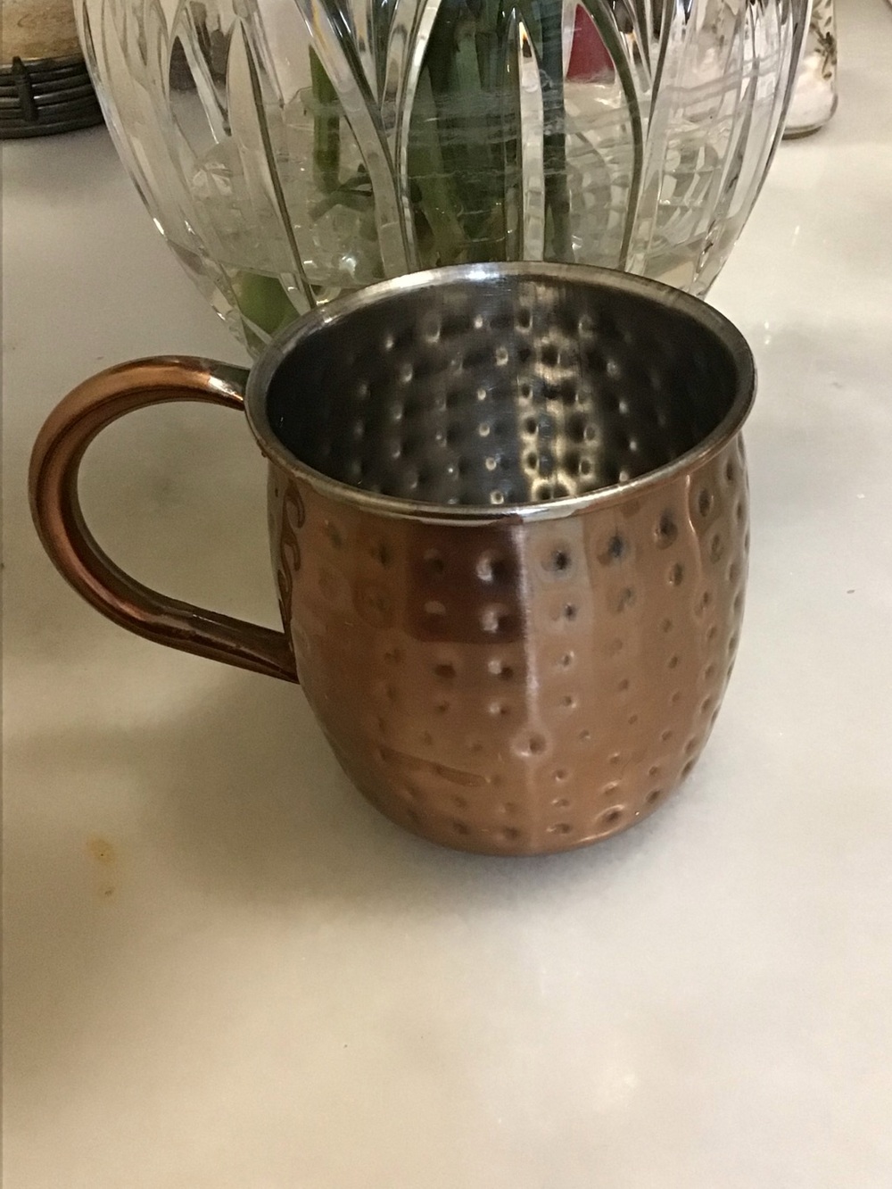Textured Copper-Color Hammered Mug with Handle
